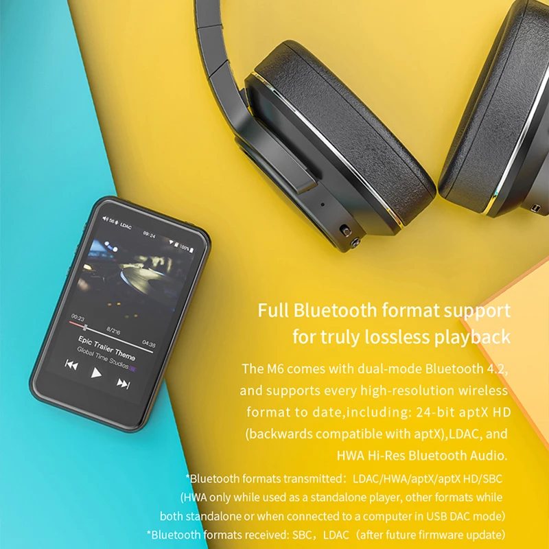 FiiO M6 Hi-Res Bluetooth HiFi музыкальный портативный MP3-плеер USB DAC ES9018Q2C на базе Android с aptX HD LDAC WiFi Air Play DSD