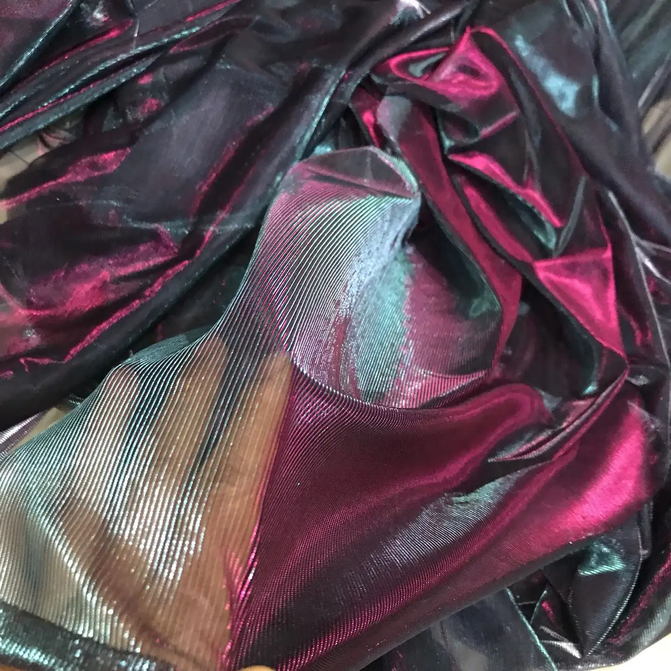 100x130cm Rose-blue Gradient Laser Electro-optic Metallic Color Elastic Cloth Mesh Fabric Tulle Party Decoration Fabrics