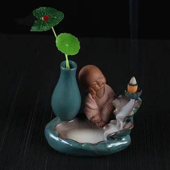 

Small monk backflow cigarette burner ceramics handicraft decoration aromatherapy tower aromatherapy sandalwood stove LM01071546