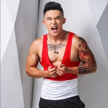 Мужской чистый хлопок тонкий сексуальный Холтер Топ для спорта и отдыха Танк