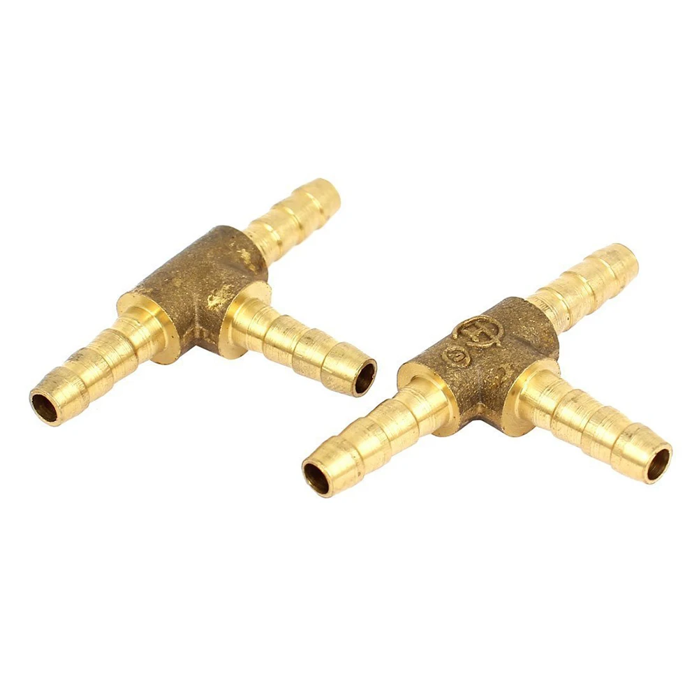2pcs Air Fuel Water 3 Way Brass Tee T Fitting Hose Barb Connectorin