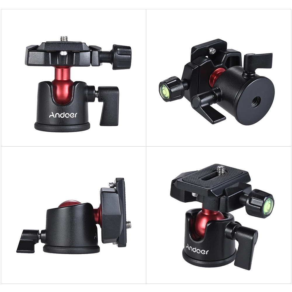 Andoer Mini Ball Head Ballhead Tabletop Tripod Stand Adapter w/Quick Release Plate for Nikon Sony Canon DSLR Camera Camcorder tripod ball head