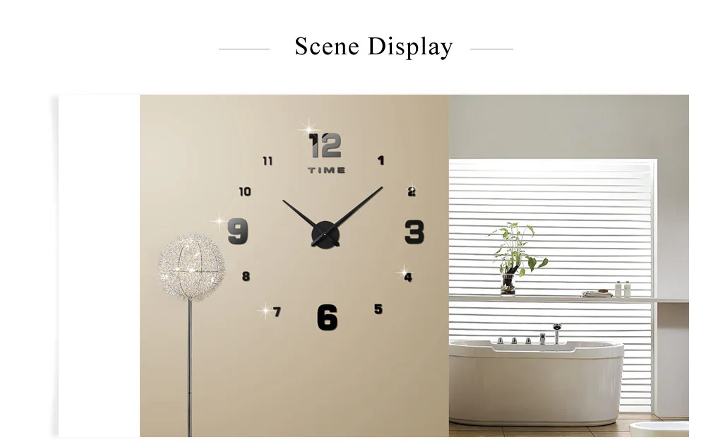 M.Sparkling 3D Mirror Effect Stickers Frameless Number Figure DIY Wall Clock