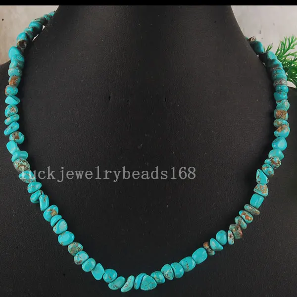 

Free Shipping Fashion Jewelry Blue Howlite Chips Beads Necklace 18" FG5130