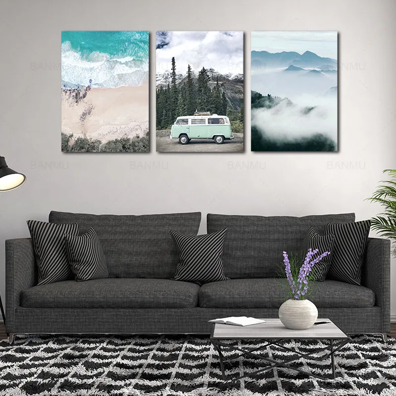 Waliicorners Nordic Living Room Canvas Painting Modern Landscape Print Painting Wall Art Poster Modular Picture Bedroom Decoration no Frame 46