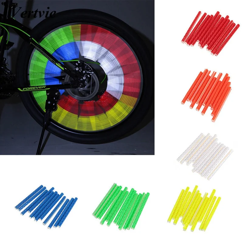 Sale Vertvie 12/24PCS Bicycle Bike Light Wheel Spokes Reflective Sticks Tube Safe Clip Decoration Light 75mm 0