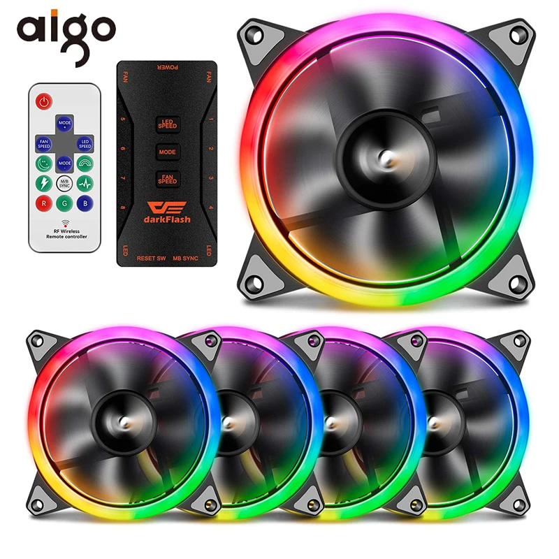 Aigo DR12 PRO RGB светодиодный чехол вентилятор для процессора кулер регулировка скорости охлаждающие водные вентиляторы тихий пульт 120 мм Aura синхронизирующий компьютер чехол PC Вентилятор