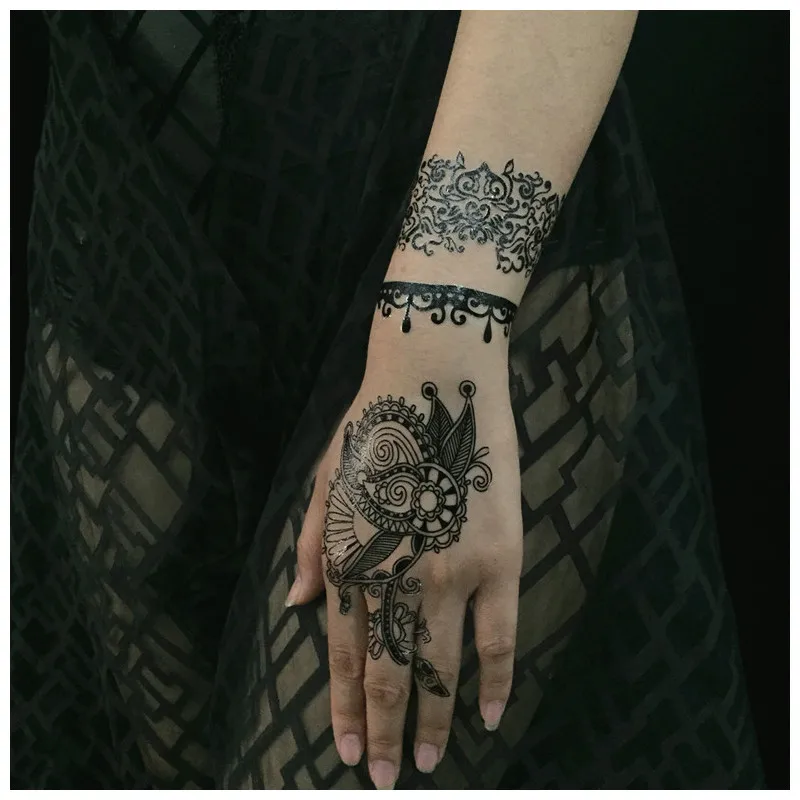 Сексуальный макияж для тела милый классный красивый черный хна& кружева водонепроницаемый временные татуировки наклейки для девушки невесты Вечерние татуировки
