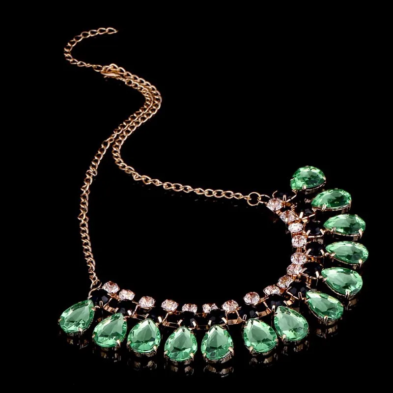Преувеличенный Винтажный Зеленый Кристалл Массивный воротник с ожерельем с подвесками из полимерного камня античный нагрудник колье ювелирные изделия для женщин