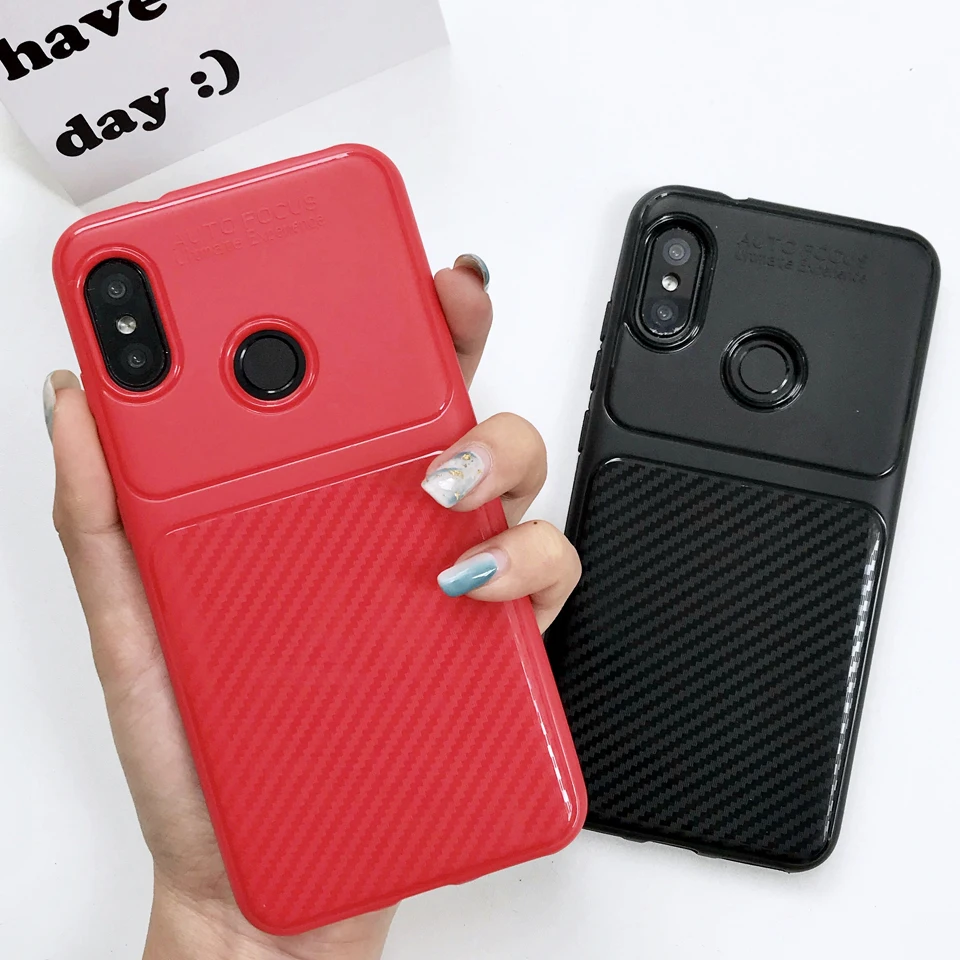 Armor Carbon Fiber Matte Silicone Phone Case For XiaoMi A2 A1 5X 6X Y2 RedMi 6 Pro S2 5A 5 Plus Note 4X Cover TPU Cases Fundas |