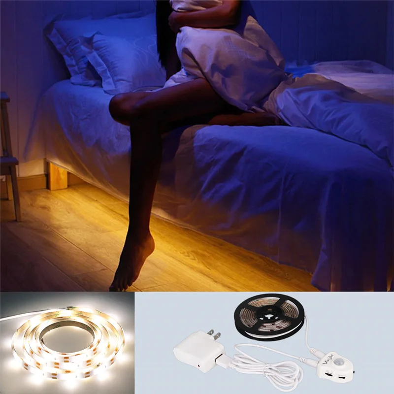 #cheap 1.5M 45LED PIR LED Strip Motion Sensor LED Strip Waterproof Warm White with Automatic Shut Off Timer High Quality Bed Light