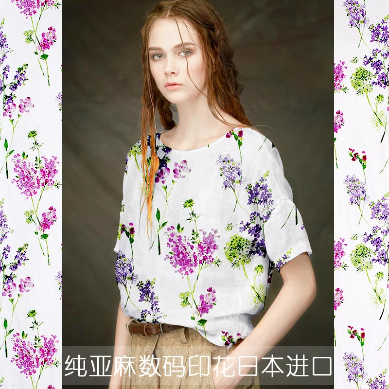 Printed linen fabric comfortable breathable pure linen fabric sweat