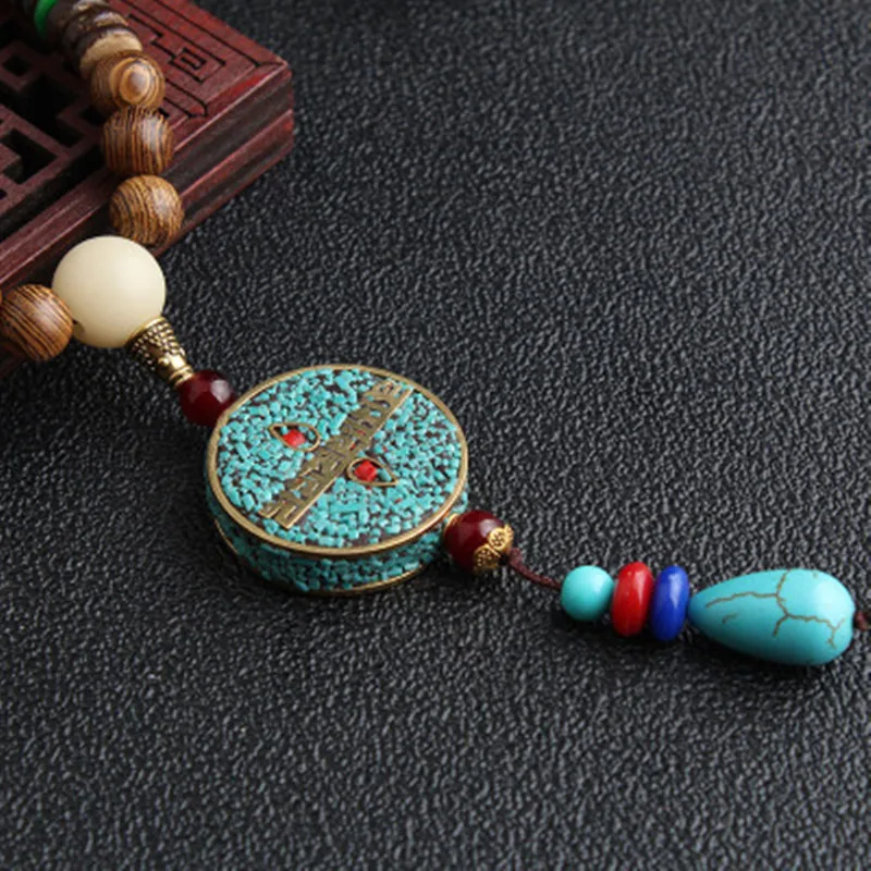 Best Creative Handmade Nepal Necklace Buddhist Mala Wood Beads Pendant amp; Necklace Ethnic Horn Fish Long Statement Jewelry Women Men