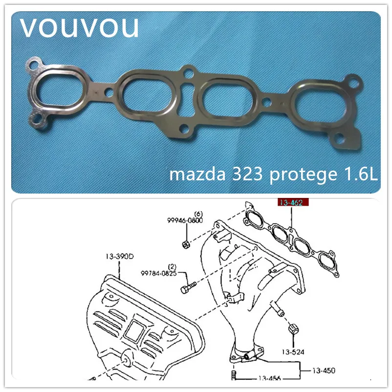 Прокладка выпускного коллектора двигателя автомобиля для Mazda 323 family protege 1998-2001 1,6 двигатель