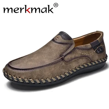 

Merkmak Handmade Men Leather Loafers Luxurious Man Business Shoes Male Casual Driving Sneakers Soft Slip On Moccasins Flats