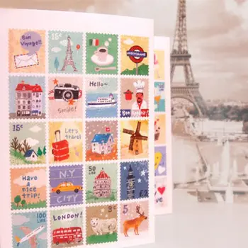 

12 sheets /Lot DIY Vintage Paper Sticker Stamp Stickers for Decoration Scrapbooking Diary Album