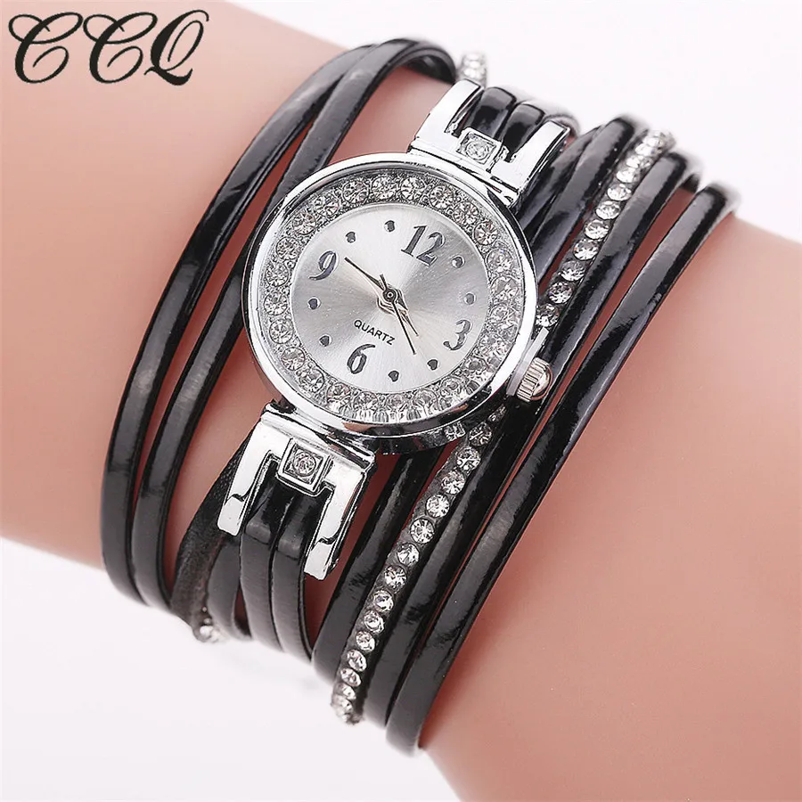 

CCQ Brand Fashion Luxury Silver Crystal Watch Casual Women Dress Braided Bracelet Wristwatches Female Quartz Wristwatches 2017