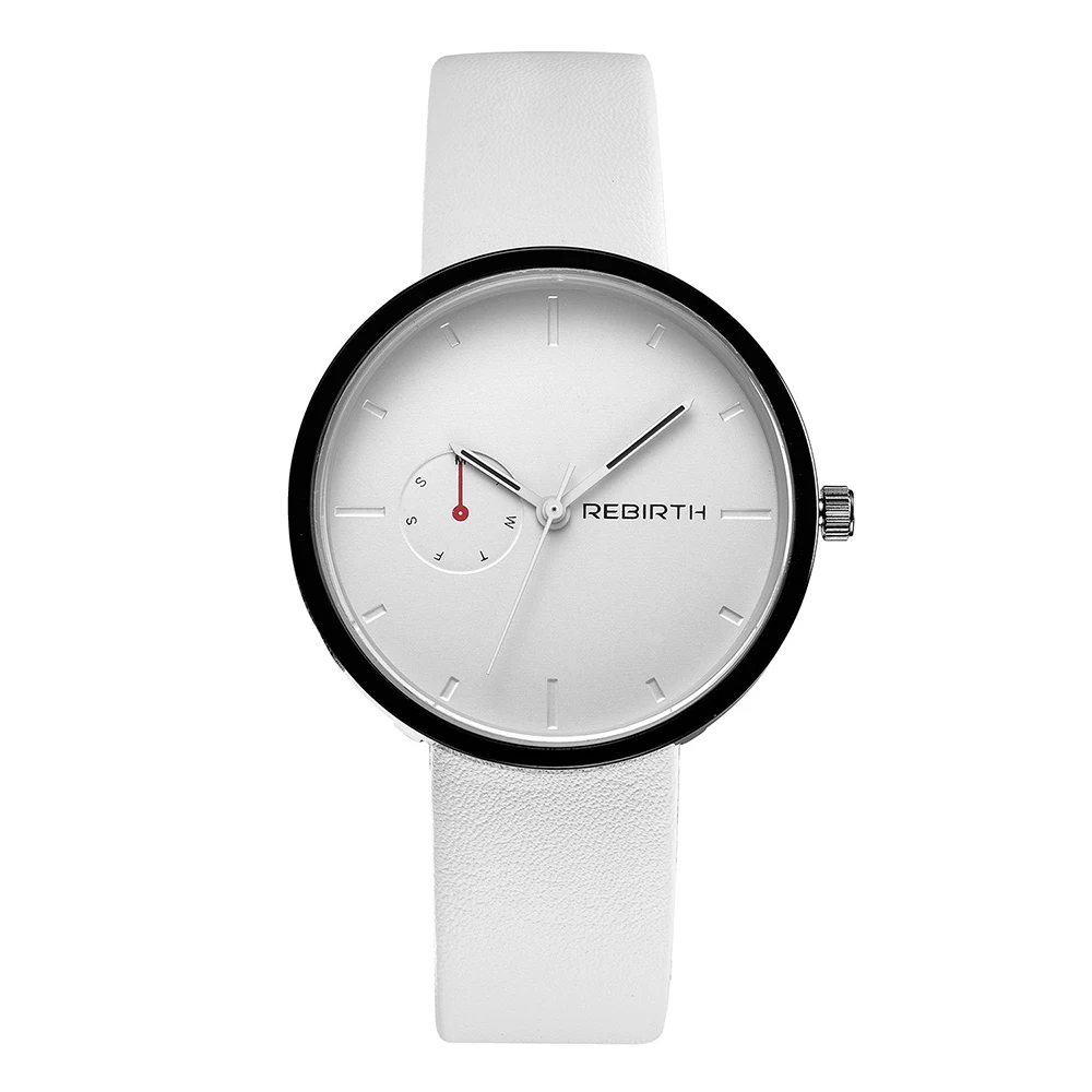 Лидирующий бренд, Женские Простые кварцевые часы, женские кожаные часы, женские часы, минималистичные наручные часы, модные, Montre Homme, минимальный - Цвет: White