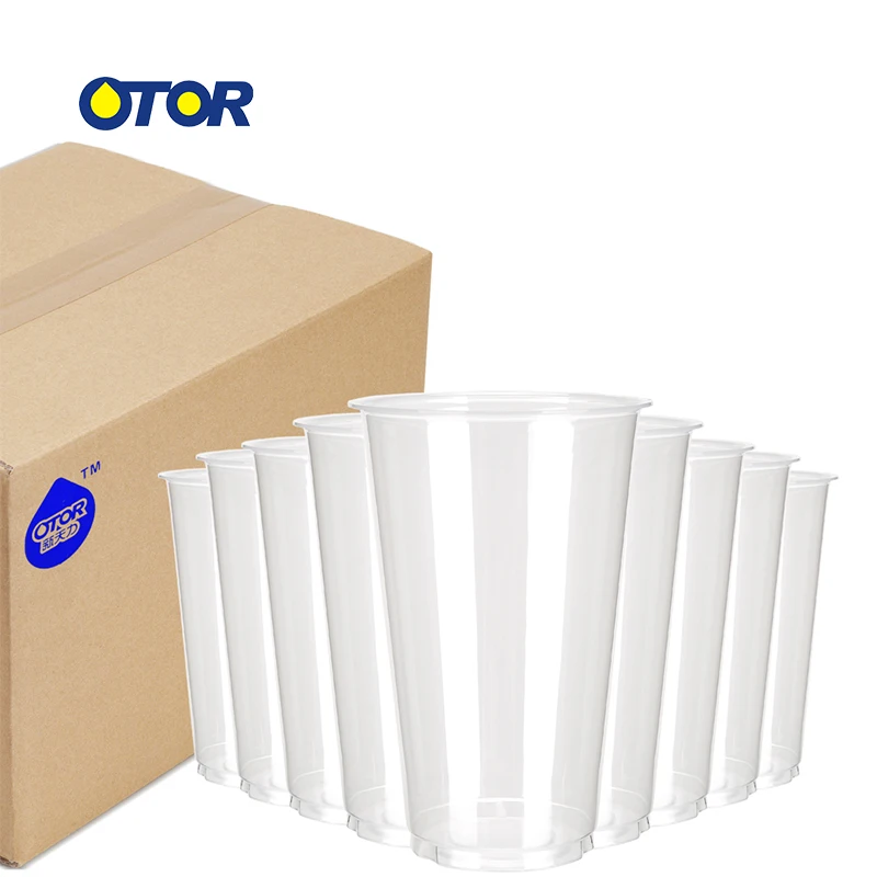 

OTOR 1000pcs 17oz 22oz Disposable PP Transparent Plastic Cups with Lids for Hot & Cold Drinks Iced Coffee Bubble Boba Smoothie