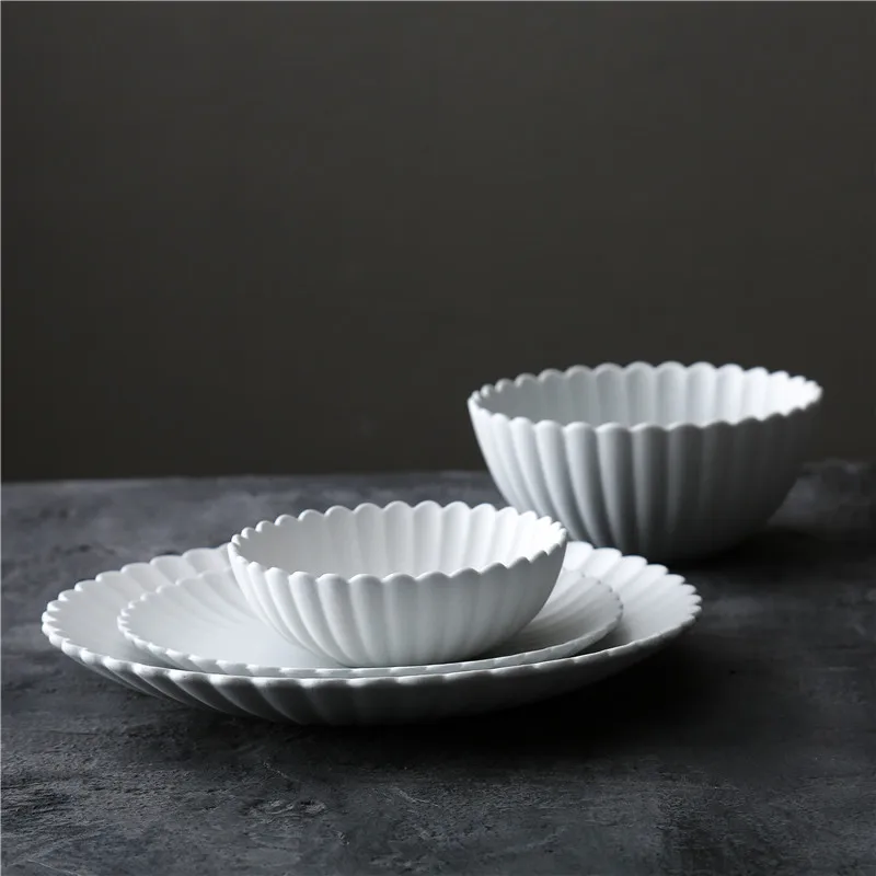 Японский стиль хризантема керамическая тарелка блюдо рисовый салат миска для десерта тарелка столовая посуда набор декоративная посуда