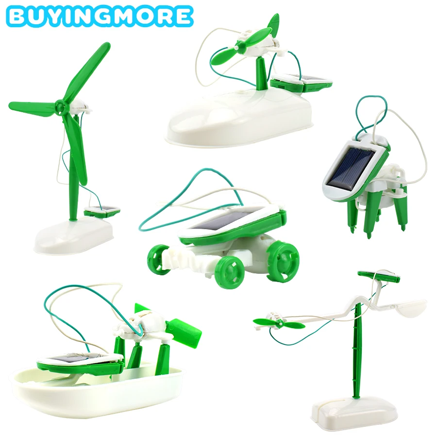 

6 IN 1 Solar Robot Model Kit Science Toys for Children DIY Assemble Airplane Boat Car Train Model Educational Gifts Toys for Boy