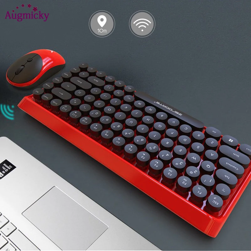 Новейшая винтажная панк игровая клавиатура мышь Combo 2,4 ГГц 84 клавиши механический Feel Бесшумная клавиатура с 4 ключами 1600 dpi оптическая мышь