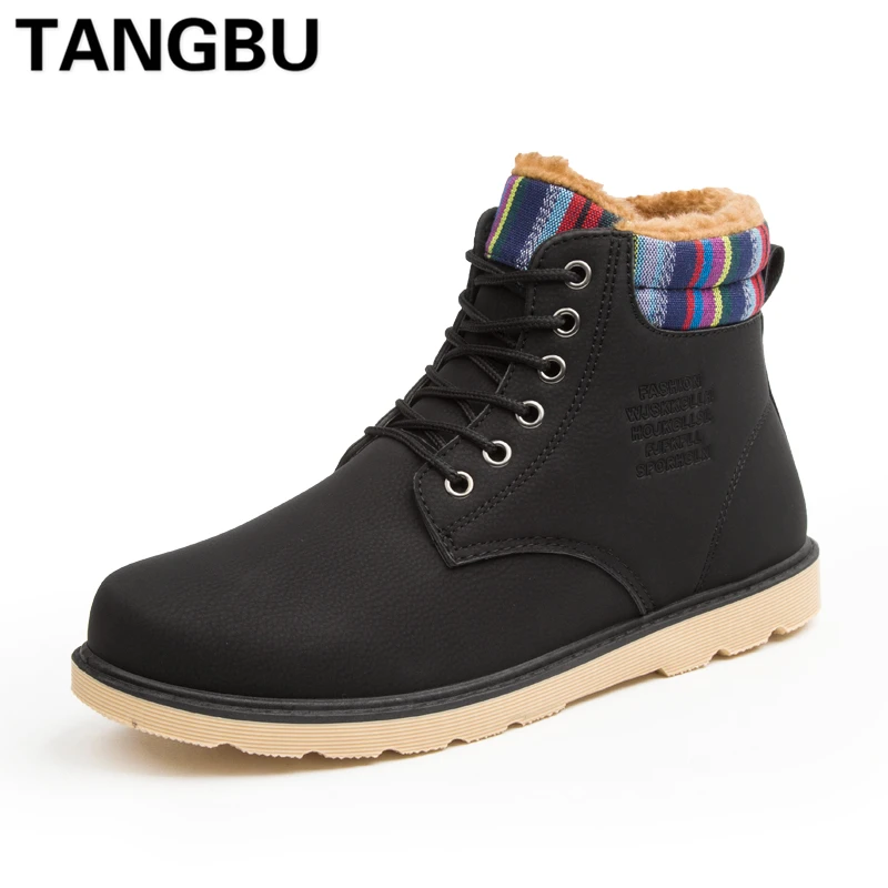 

2019 New Arrival High Top Men Martin Boots Lace Up Warm Plush Casual Winter Boots Ankle Boats Fashion Men Snow Boots Size 39-44