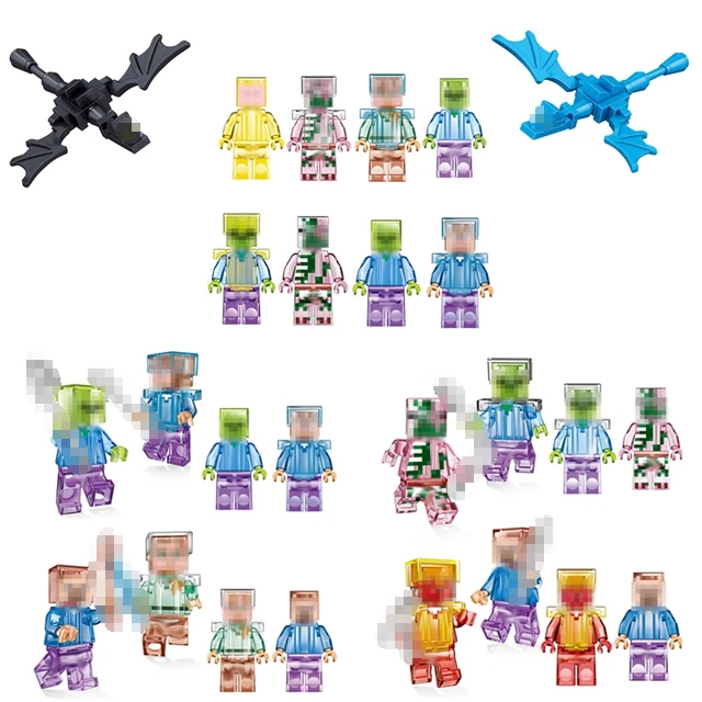 Cheap 2018 New Minecraft Toys 16pcs Action Figures Crystal Zombie Steve Skeleton Compatible Minecraft Building Blocks Gift Kids #E