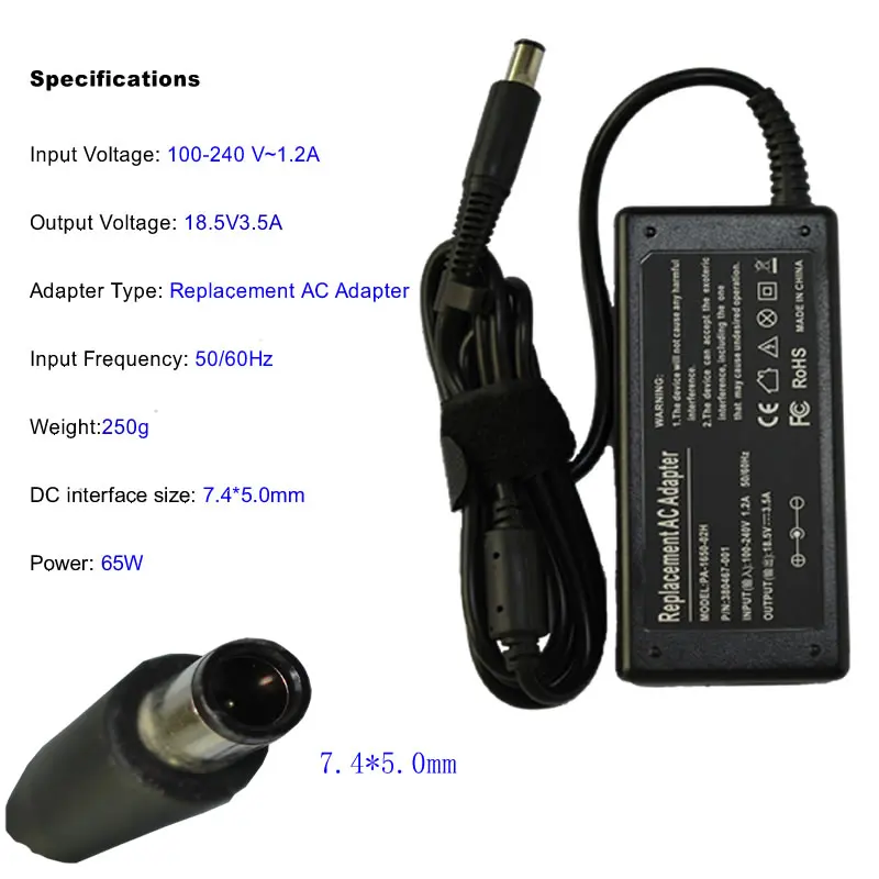 65W 18.5V 3.5A Laptop AC Adapter Power Supply Notebook Charger For HP Compaq G62 CQ45 CQ40 G6 65W 18.5V 3.5A Laptop AC Adapter Power Supply Notebook Charger For HP Compaq G62 CQ45 CQ40 G6
