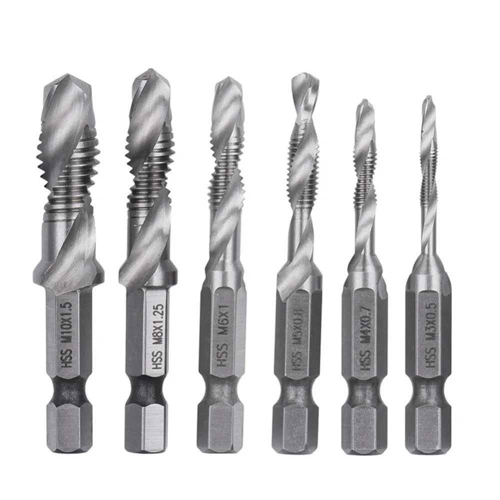 

1pcs M3-M10 Screw Tap Drill Bits Hss Taps Countersink Deburr Set Metric Combination Bit High Speed Steel 1/4 IN Quick Change Hex