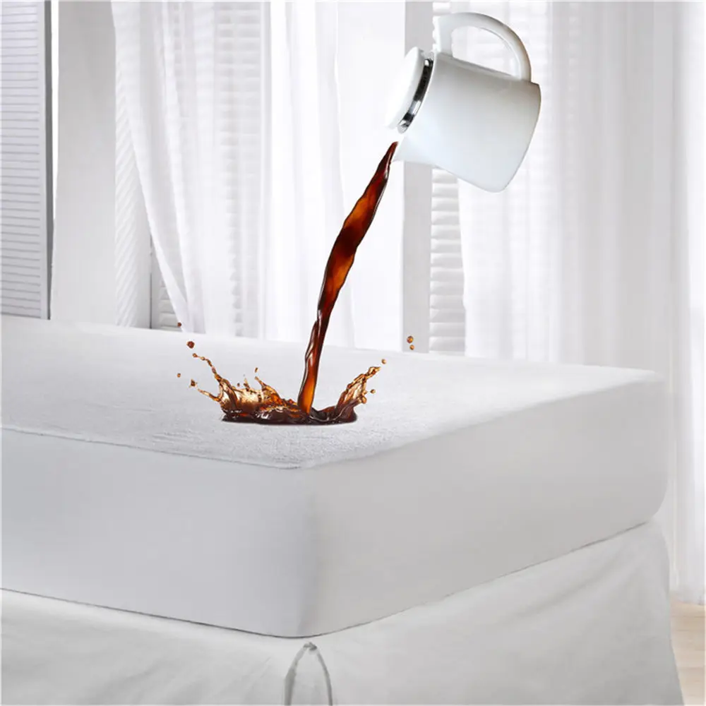 100 Waterproof Cotton Terry Fabric Bed Cover Fitted Sheet Style and Washable Mattress Cover