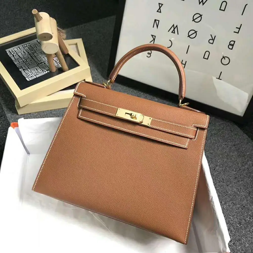 

The highest quality ladies luxury fashion shoulder bag 100% leather brand famous ladies handbags all handmade free shipping 28CM