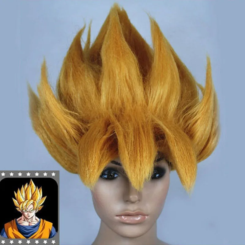 HOT Anime Cosplay Wig DRAGONBALL Z Wig Goku Saiyan Wig Hair Gold Party Halloween Cos Prop HOT Anime Cosplay Wig DRAGONBALL Z Wig Goku Saiyan Wig Hair Gold Party Halloween Cos Prop