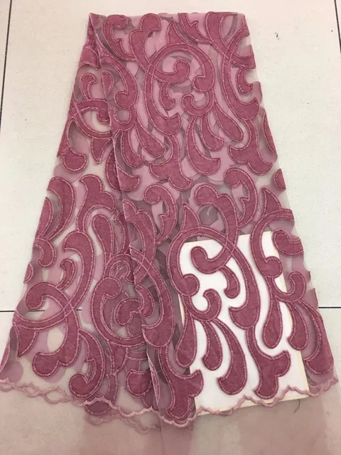 

2018 Latest African Velvet Lace Fabric High Quality French Embroidered Tulle Lace Fabric For Wedding Dress Fabrics