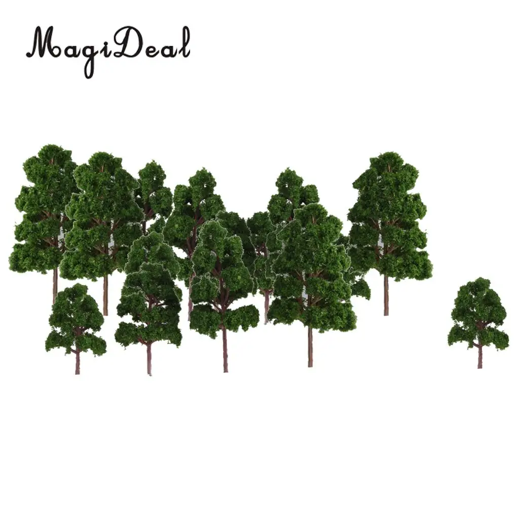 20Pcs Mix Size Model Trees Deep Green for N HO Scale Railroad Village Architecture Layout Diorama Scenery