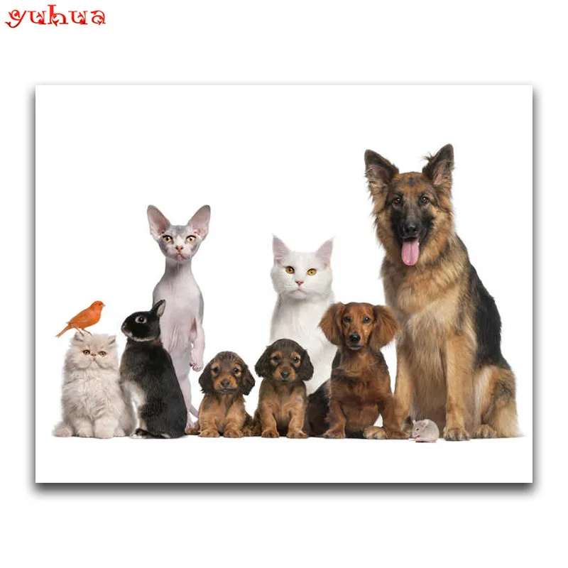 Full Square Diamond embroidery Cartoon Dogs Round Diamond painting Cross stitch dierlijk Cat DIY 3D Diamond mosaic colorful Art_