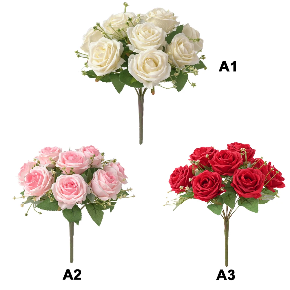 

9 Heads European Artificial Rose Flower Wedding Bride Bouquet Simulation Silk Flower Fake Flowers Home Wedding Decoration