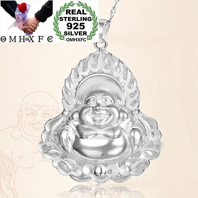 OMHXFC Wholesale European Fashion Woman Unisex Party Birthday Wedding Gift Laugh Buddha 925 Sterling Silver Charm Pendant PN267 | Украшения