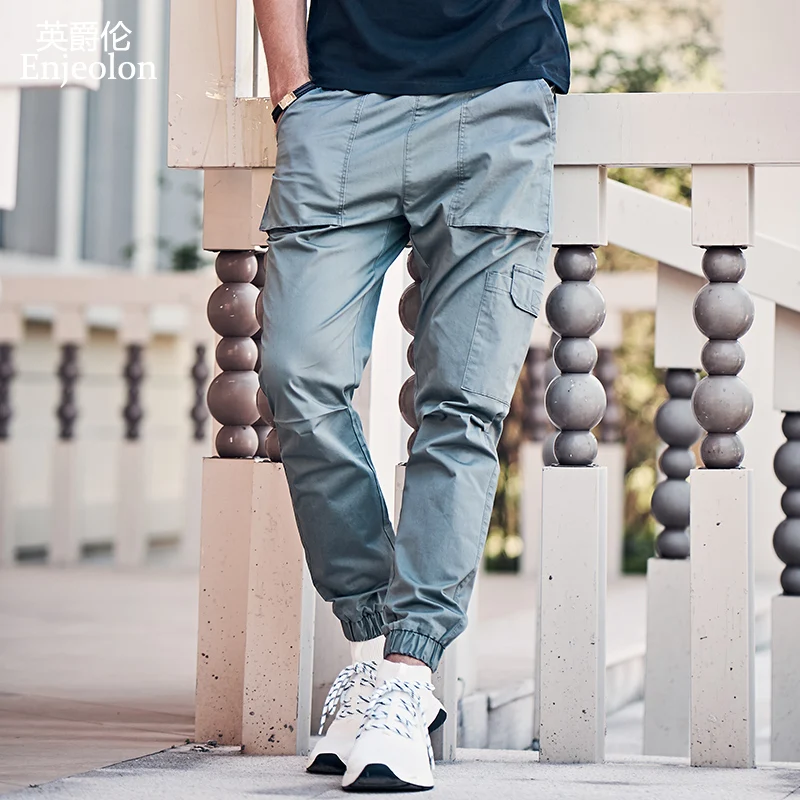 Enjeolon 2020 New Summer Mens Cargo Pants Men Joggers Military Casual Solid Cotton Pants Hip Hop Male Army Trousers KZ6345