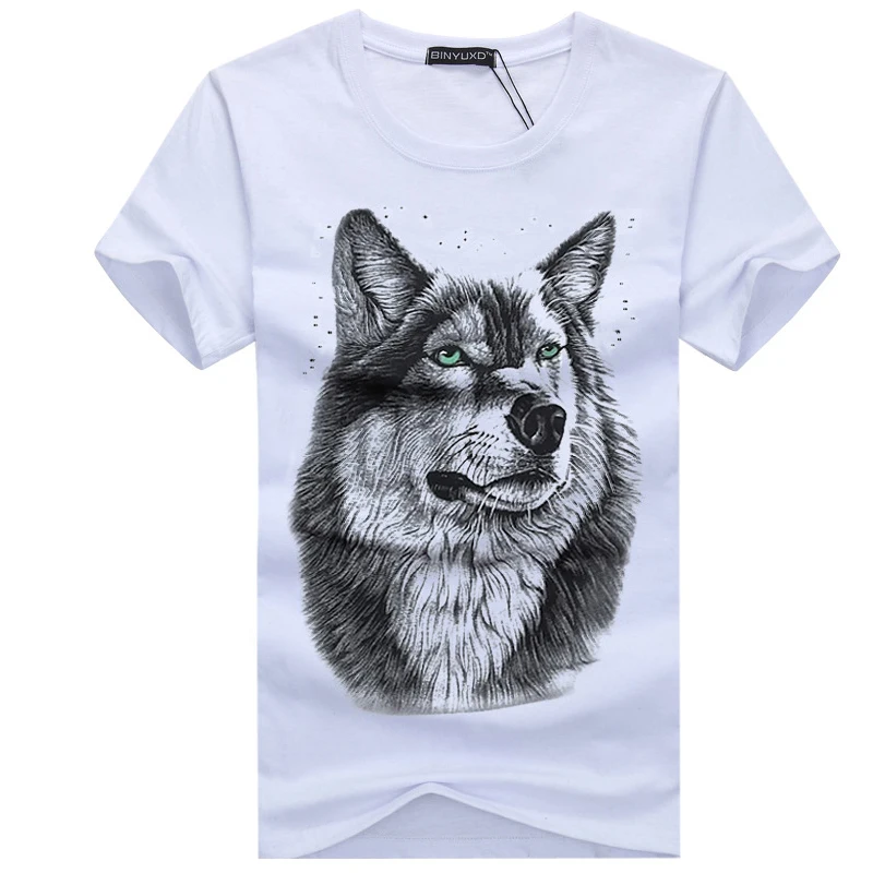 Summer Men's T-shirt short-sleeved Wolf Print Tops | Мужская одежда