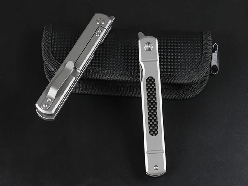 folding blade knife commander flipper D2 blade titanium + carbon fiber handle tactical pocket knives outdoor camping EDC tools folding blade knife commander flipper D2 blade titanium + carbon fiber handle tactical pocket knives outdoor camping EDC tools