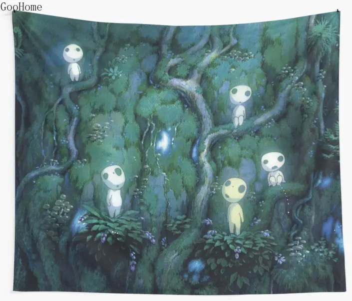 Kodama Studio Ghibli настенный гобелен, пляжное полотенце, одеяло, коврик для пикника, йоги, украшение дома