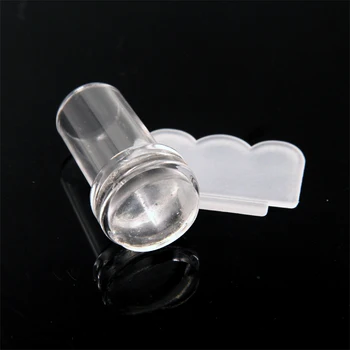 New 2.4cm Soft Silicon Jelly Clear Refill Head Stamper Plastic Scraper Nail Stamping Tool Marshmallow Transparent Stamp Kit