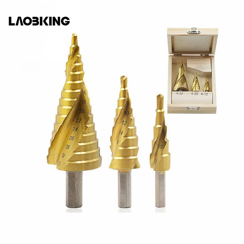 

3/pcs 4-12/20/32mm HSS Spiral Grooved Center Drill Bit Solid Carbide Mini Drill Accessories Titanium Step Cone Drills