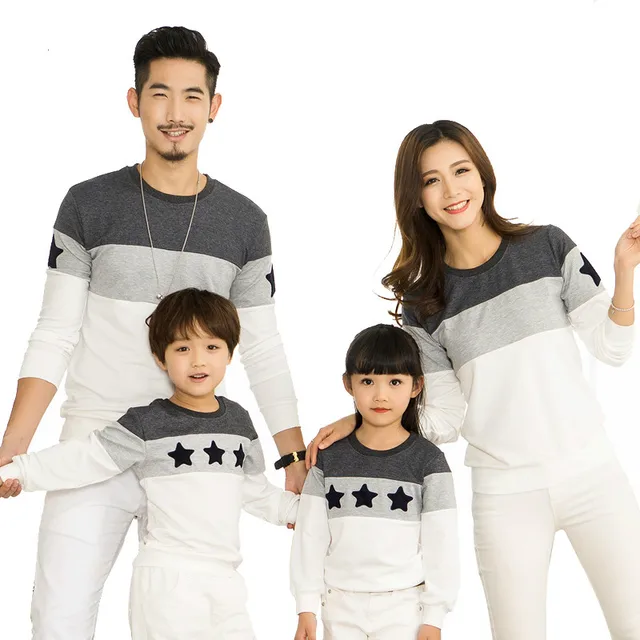 Fall Family Matching Outfits Stitching Star Pattern Mother Kids Girl Boys Shirts Clothes Mom Son Fall Family Matching Outfits Stitching Star Pattern Mother Kids Girl Boys Shirts Clothes Mom Son