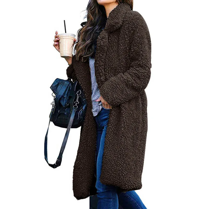 #*Cheap 2019 Plush Coat Women Fur Lamb Thicken Winter Warm Long Sleeve Female Jackets Overcoat Outwear Faux Fur Coat For Women CGU 88