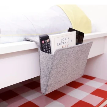 

Bed Pocket Organizer Bedside Caddy Felt Bed Storage Organizer Bag with 2 Small Pockets for Organizing Tablet Magazine Cellphone