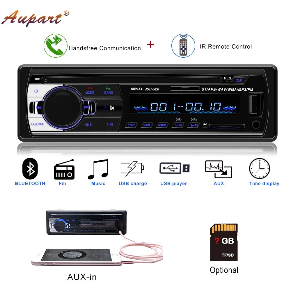 1 din автомагнитола mp3 плеер bluetooth 1din обновленная 2018 Авторадио аудио HIFI FM стерео 12 В