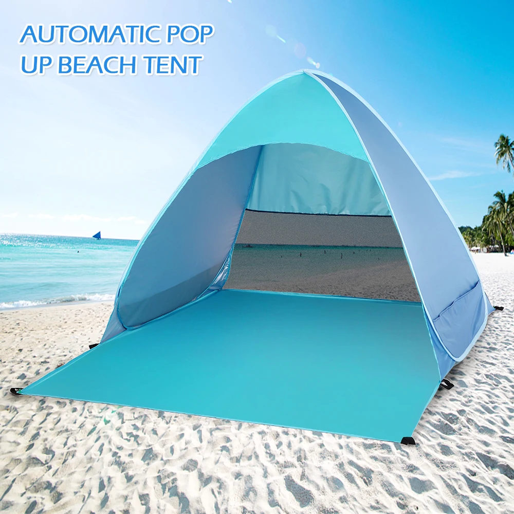

2-3 Person Quick Automatic Pop Up Beach Tent Camping Hiking Picnic Portable Ultralight Summer Outdoor Blue