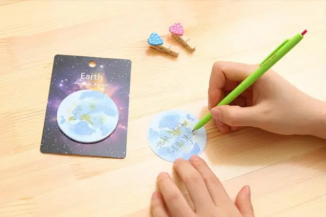 Цвет N раз Sticky Notes Creative Sci-Fi Planet Sticky Notes земля Луна Звезда круглые Ноты школа Канцелярские Принадлежности для студентов